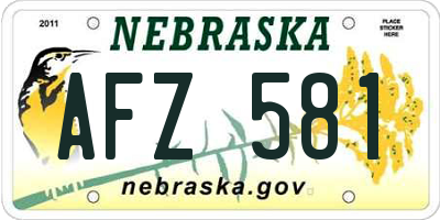 NE license plate AFZ581