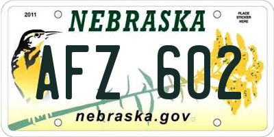 NE license plate AFZ602