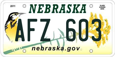 NE license plate AFZ603