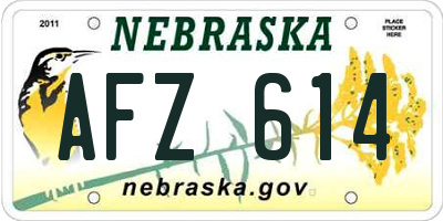 NE license plate AFZ614