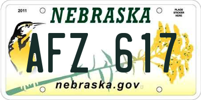NE license plate AFZ617