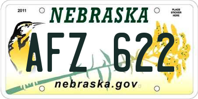 NE license plate AFZ622