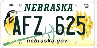 NE license plate AFZ625