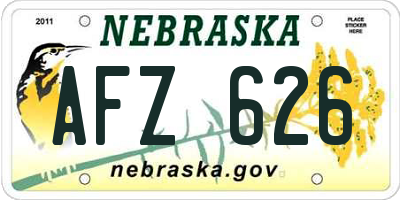 NE license plate AFZ626