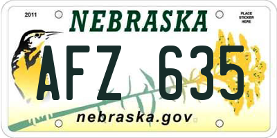 NE license plate AFZ635