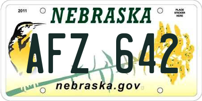 NE license plate AFZ642