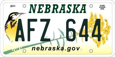 NE license plate AFZ644