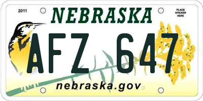 NE license plate AFZ647