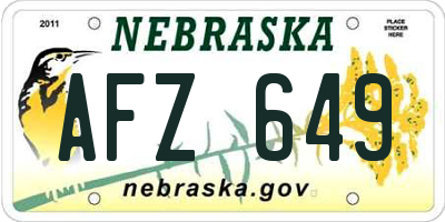 NE license plate AFZ649