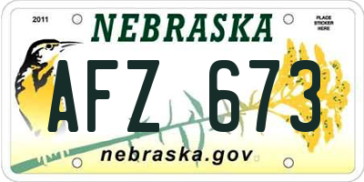 NE license plate AFZ673