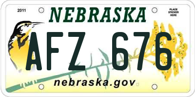 NE license plate AFZ676