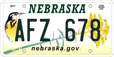 NE license plate AFZ678