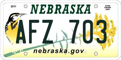 NE license plate AFZ703