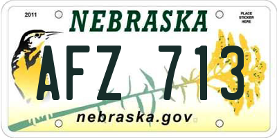 NE license plate AFZ713