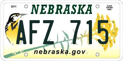 NE license plate AFZ715