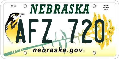 NE license plate AFZ720