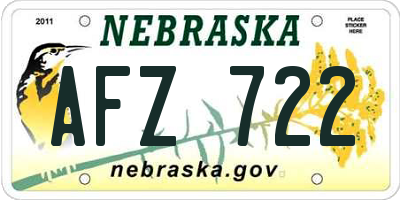 NE license plate AFZ722
