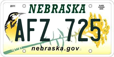 NE license plate AFZ725