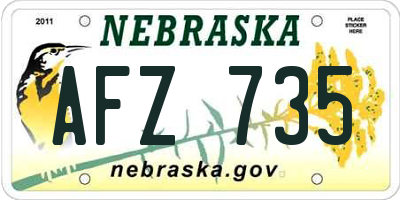 NE license plate AFZ735