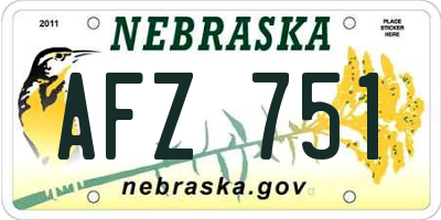 NE license plate AFZ751