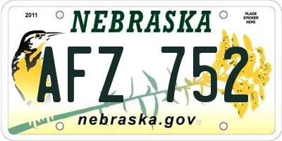 NE license plate AFZ752