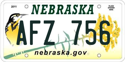 NE license plate AFZ756