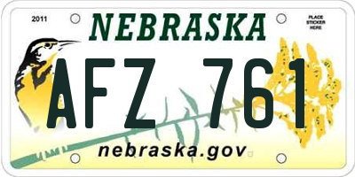 NE license plate AFZ761