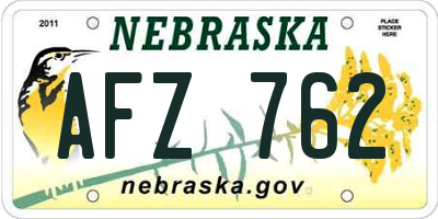 NE license plate AFZ762