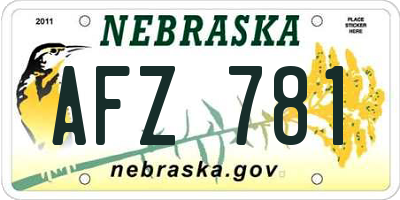 NE license plate AFZ781