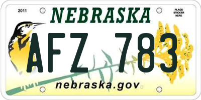 NE license plate AFZ783