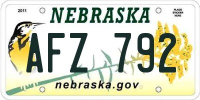 NE license plate AFZ792