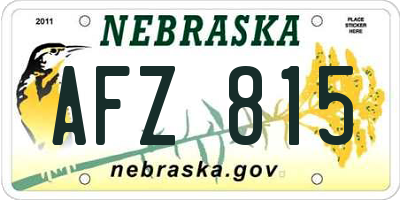 NE license plate AFZ815