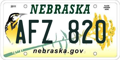 NE license plate AFZ820