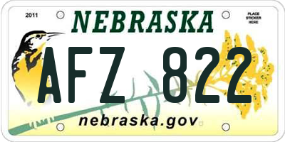 NE license plate AFZ822
