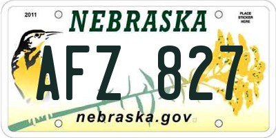 NE license plate AFZ827