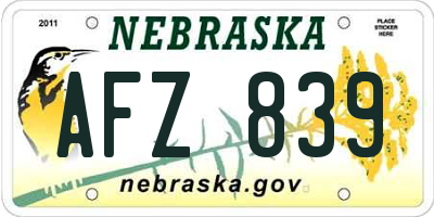 NE license plate AFZ839