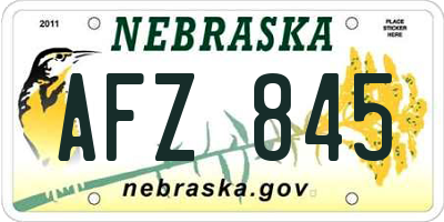 NE license plate AFZ845