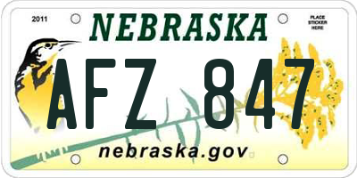 NE license plate AFZ847