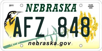 NE license plate AFZ848