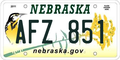 NE license plate AFZ851
