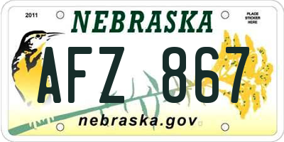 NE license plate AFZ867