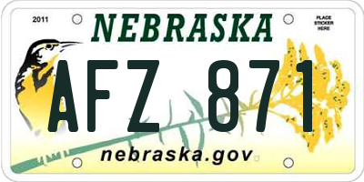 NE license plate AFZ871