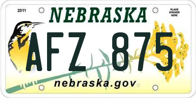 NE license plate AFZ875