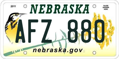 NE license plate AFZ880