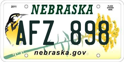 NE license plate AFZ898