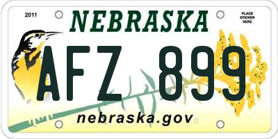 NE license plate AFZ899