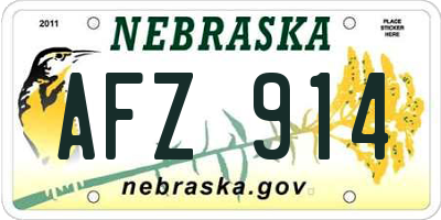 NE license plate AFZ914