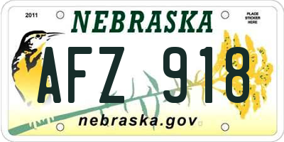NE license plate AFZ918