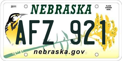 NE license plate AFZ921