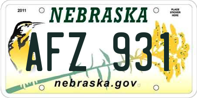 NE license plate AFZ931